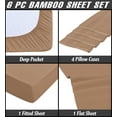 thumbnail image 3 of 6 Piece Luxury Rayon Made From Bamboo Sheets Set- Queen Brown Sheets, Softer Than Cotton-Up To 16" Deep Pockets-Wrinkle Free-Extremely Soft Bamboo Derived Rayon Sheets- Queen,Brown, 3 of 5