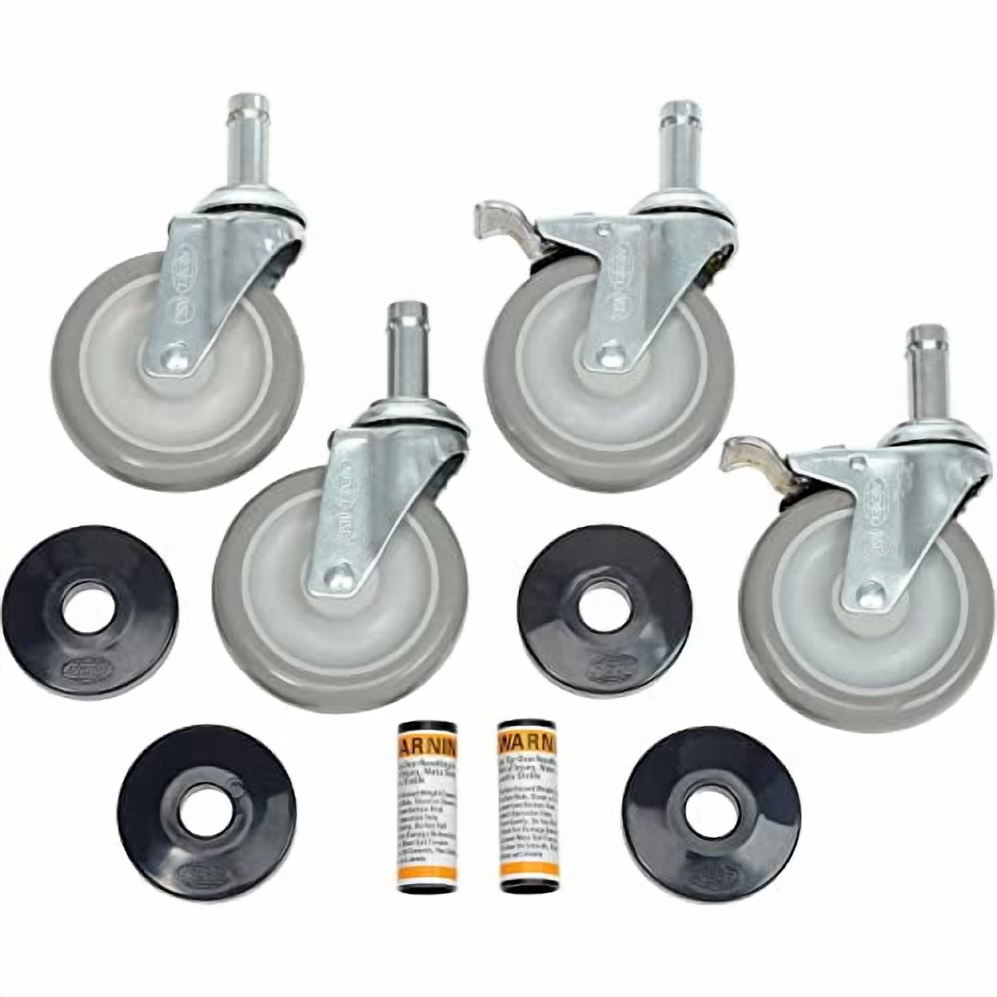 Nexel® Stem Casters, 5" Polyurethane Wheel, (2) with Brakes 1200 Lb. Capacity, 4/Pk