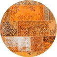 thumbnail image 1 of Ahgly Company Indoor Round Contemporary Orange Red Patchwork Area Rugs, 3' Round, 1 of 6