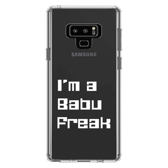 DistinctInk Clear Shockproof Hybrid Case for Samsung Galaxy Note 9 - TPU Bumper Acrylic Back Tempered Glass Screen Protector - I'm a Babu Freak