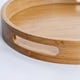 thumbnail image 2 of Round wooden tray with handles (brown), 25x25x4cm, round decorative tray, natural bamboo, decorative tray for coffee, bar, 2 of 5