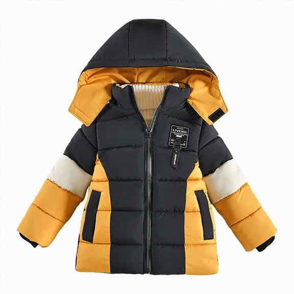 Kids Coat Fall Winter Jacket Girls Boys Hooded Toddler Outwear Zipper Warm Thick Coat 6-12 Months 12-24 Months 2T 3T 4T 5T 6T 7T 8T Children Yellow,3-4 Years