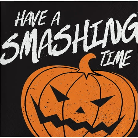 Halloween Smashing Pumpkin 2-Ply Beverage Napkins, 28-Count