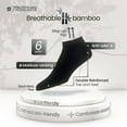 thumbnail image 3 of 7BIGSTARS KINGDOM Men Bamboo Ankle Sock - 6 Pack - Thin Seamless Breathable Soft Solid Low Cut - Sock Size 10-13 Shoe 9-12 L Black, 3 of 8
