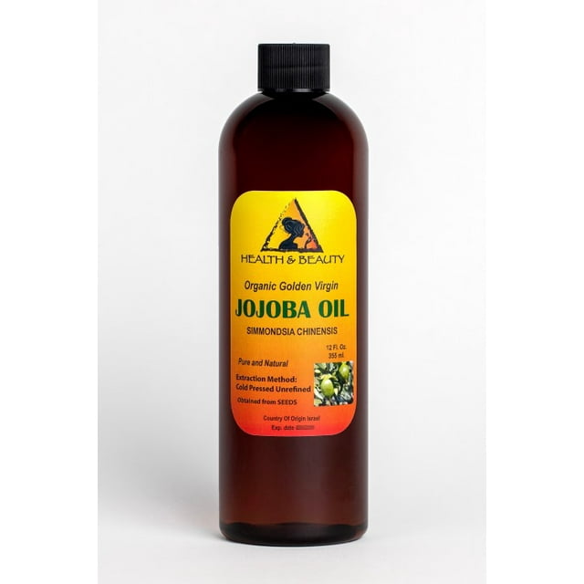 Huile de Jojoba Dorée Organique Porteuse Non Raffinée Pressée à Froid Crue Vierge pure 12 oz