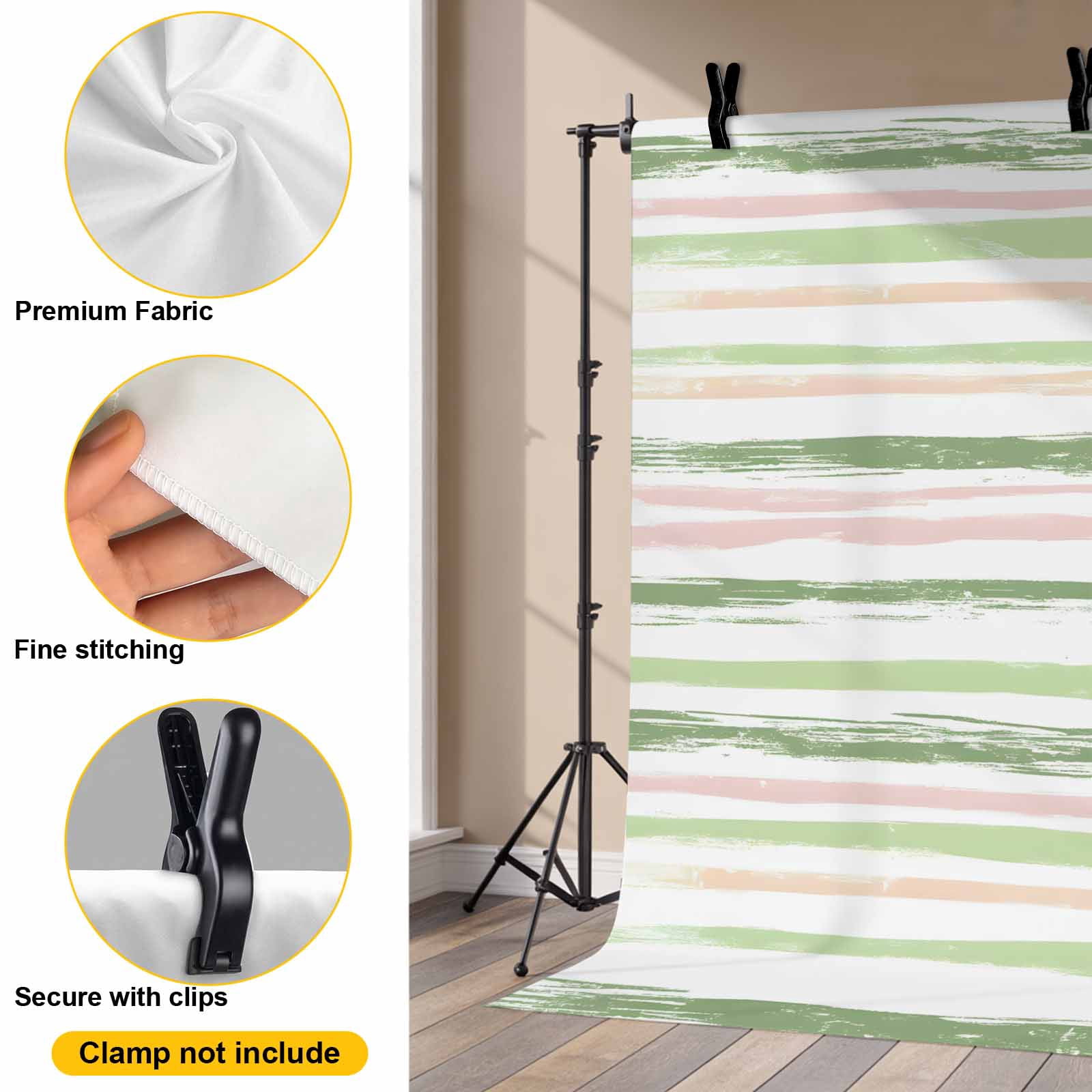 Green Pink Stripes Backdrop for Photography, Gradient Geometric Smear Art Paint Photo Backdrop Portrait Background Party Banner Photo Backgrounds for Studio Booth Props, 7x5ft