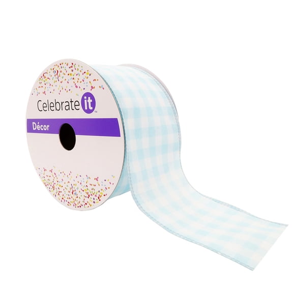 12 Pack: 2.5" x 8.3yd. Gingham Wired Ribbon by Celebrate It