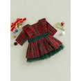 thumbnail image 3 of JYYYBF Toddler Kids Girls Christmas Dress Big Bowknot Long Sleeve Plaid Princess Party Dresses, 3 of 6