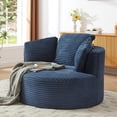 thumbnail image 6 of MAYEERTY Compressible Corduroy Round Lounge Sofa, Modern Couch with Spring Cushion for Apartment, 49*45*35"Blue, 6 of 8