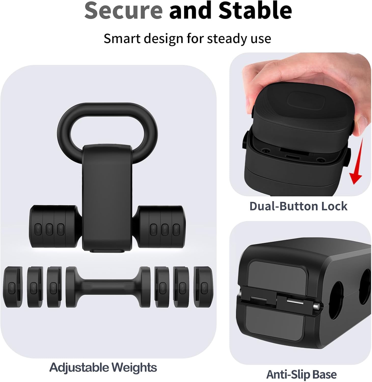 2-in-1 Adjustable Dumbbells Set, 4 Levels Weight Dumbbells Set for Women Men, Each 2.2/3.3/4.4/5.5lb Hand Weights with Kettlebell Form for Home Gym Exercise Training