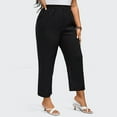 thumbnail image 5 of ZQUUVOU Women's Wide Leg Pants Plus Size Casual Cropped Pants For Women Black, 5 of 8