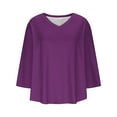 thumbnail image 4 of aidice Plus Size T Shirts for Women Casual V Neck 3/4 Sleeve Tops Loose Comfy Drop Shoulder Tee Shirts, 4 of 8