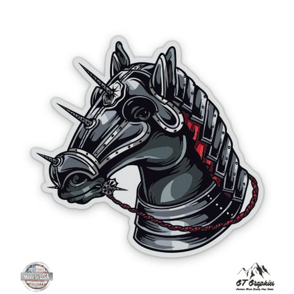 Armored Horse - 3" Vinyl Sticker - For Car Laptop I-Pad Phone Helmet Hard Hat - Waterproof Decal