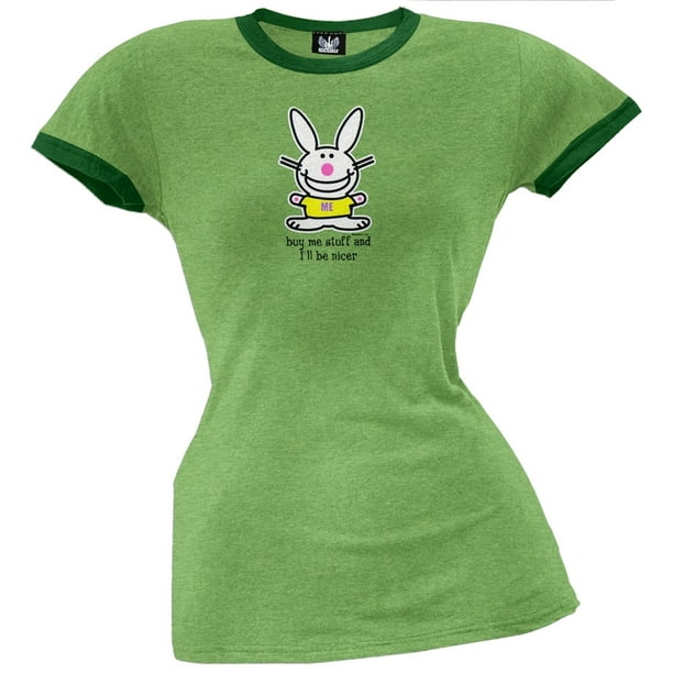 Happy Bunny - Buy Me Stuff Ladies Ringer T-Shirt 