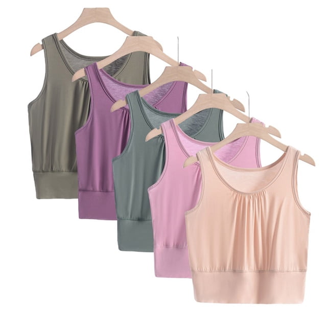 breaise Plus Size Tank Top for Women Full-Coverage Back Smoothing Wireless Bra Casual Solid Workout Shirt