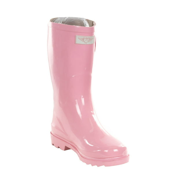 forever young women's pink rubber 11-inch mid-calf rain boots - Walmart.com