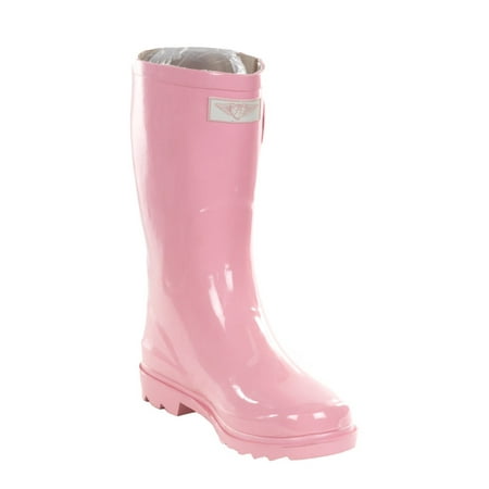 forever young women's pink rubber 11-inch mid-calf rain