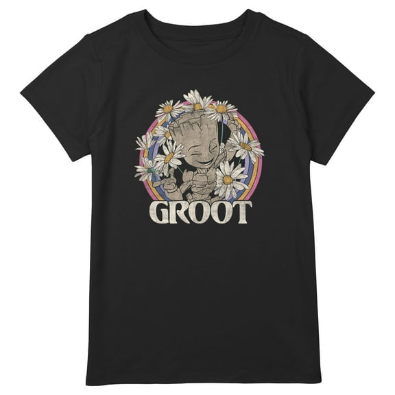 Girl's Guardians of the Galaxy Groot Springtime  Graphic Tee Black X Large Plus
