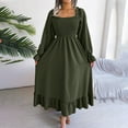 thumbnail image 2 of GigrtiJin Women's Puff Long Sleeves Maxi Dress Casual Square Neck Ruffle Hem Dress Fall Elegant Flowy Dresses, 2 of 8
