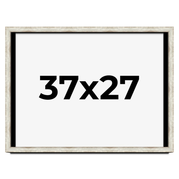 37x27 Shadow Box Frame Silver | 1.625 Inches Deep Real Wood Contemporary Shadowbox Display Frame |