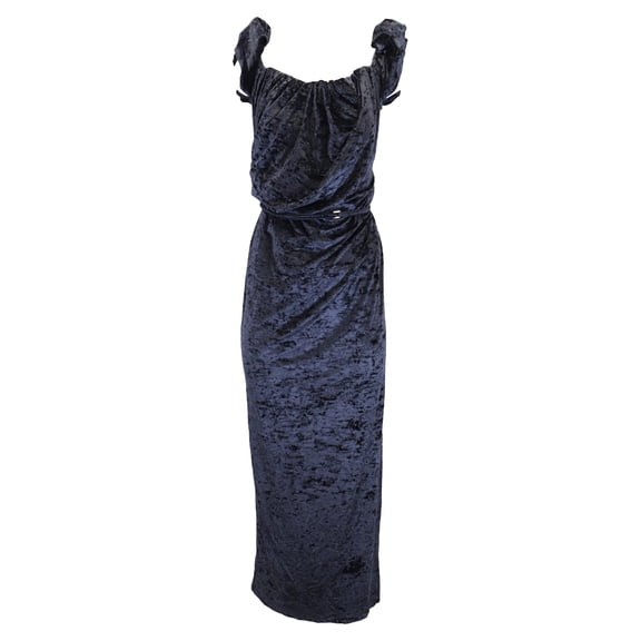 Pre-Owned Jacquemus La robe Velours LE CHOUCHOU Long Asymetric Draped Dress in Navy Blue Velvet