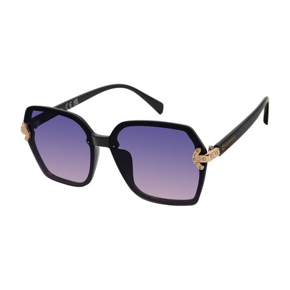 Southpole Women's 1090SP Glitzy UV400 Protective Hexagonal Fashion Sunglasses, 63mm