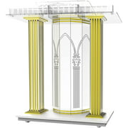 Transparent Acrylic,Pulpits Luxurious Acrylic Podium,Clear Podium Stand - Acrylic Pulpits Large Lecterm for Churches with Wide Reading Surface,Clear