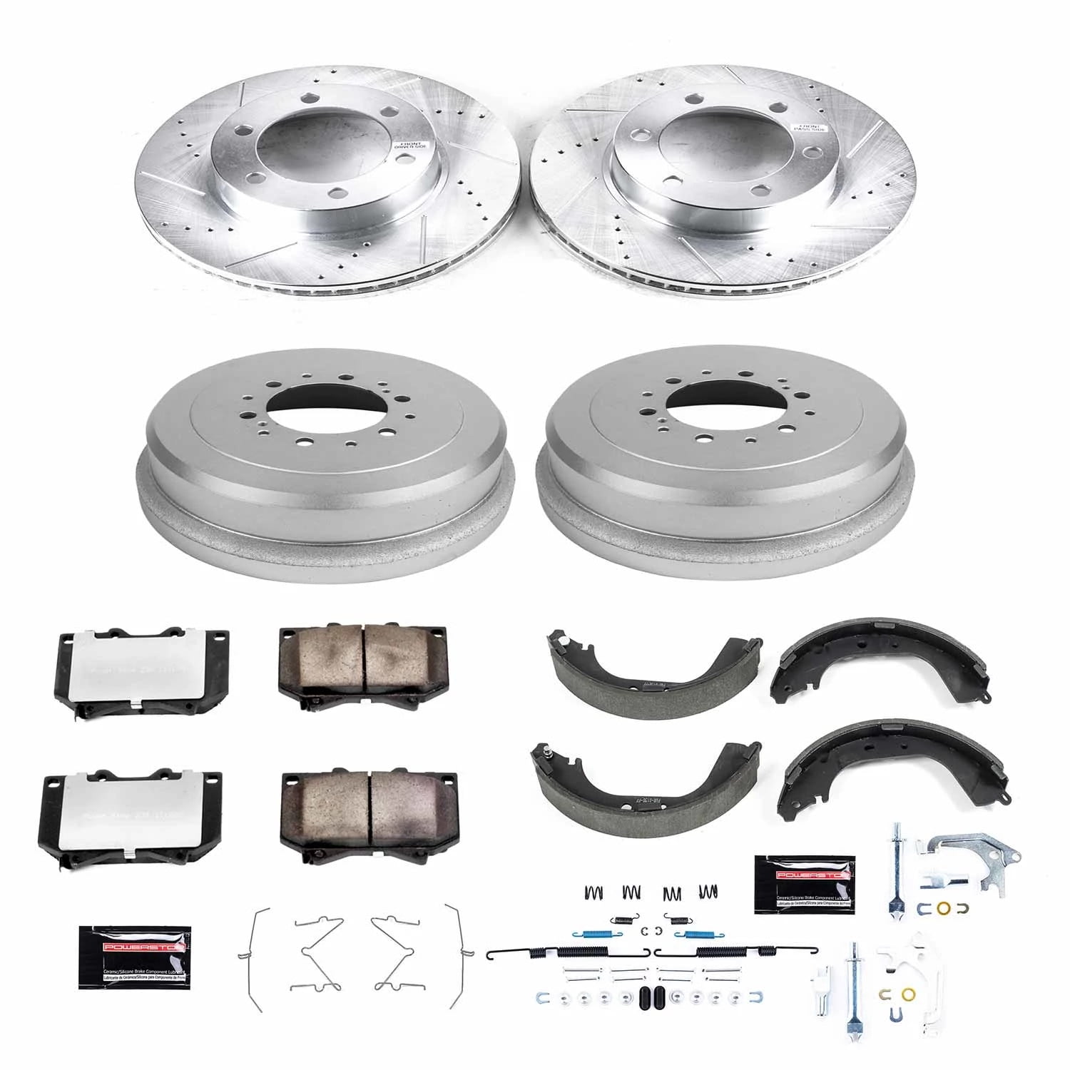 PowerStop Front and Rear Z36 Truck & Tow Brake Pad Rotor Drum and Shoe Kit Fits: TOYOTA Select Models K15099DK-36