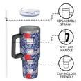 thumbnail image 4 of 40oz Pioneer Flower Floral Print Pattern Insulated Tumbler with Handle, BPA-Free Leak Proof Lid and Straws, Double Wall Vacuum, Hot 12h/Cold 34h, 4 of 6