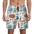 thumbnail image 3 of Uemuo Cute Tableware Pattern Mens Swim Trunks Quick Dry Board Shorts with Mesh Lining, Stretch Beach Shorts Quick Dry No-Chafing Board Shorts-XX-Large, 3 of 9