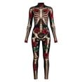 thumbnail image 4 of Men's Halloween Skeleton Jumpsuit Tight Fit Bodysuit,Long Sleeve Bodysuit for Performance Dress Up Party Onesie, 4 of 5