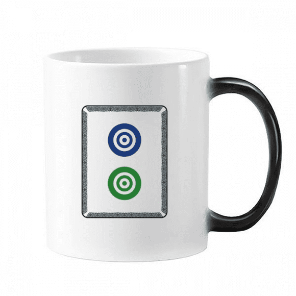 Mahjong Circle Dots 2 Tile Pattern Changing Color Mug Morphing Heat Sensitive Cup With Handles 350ml