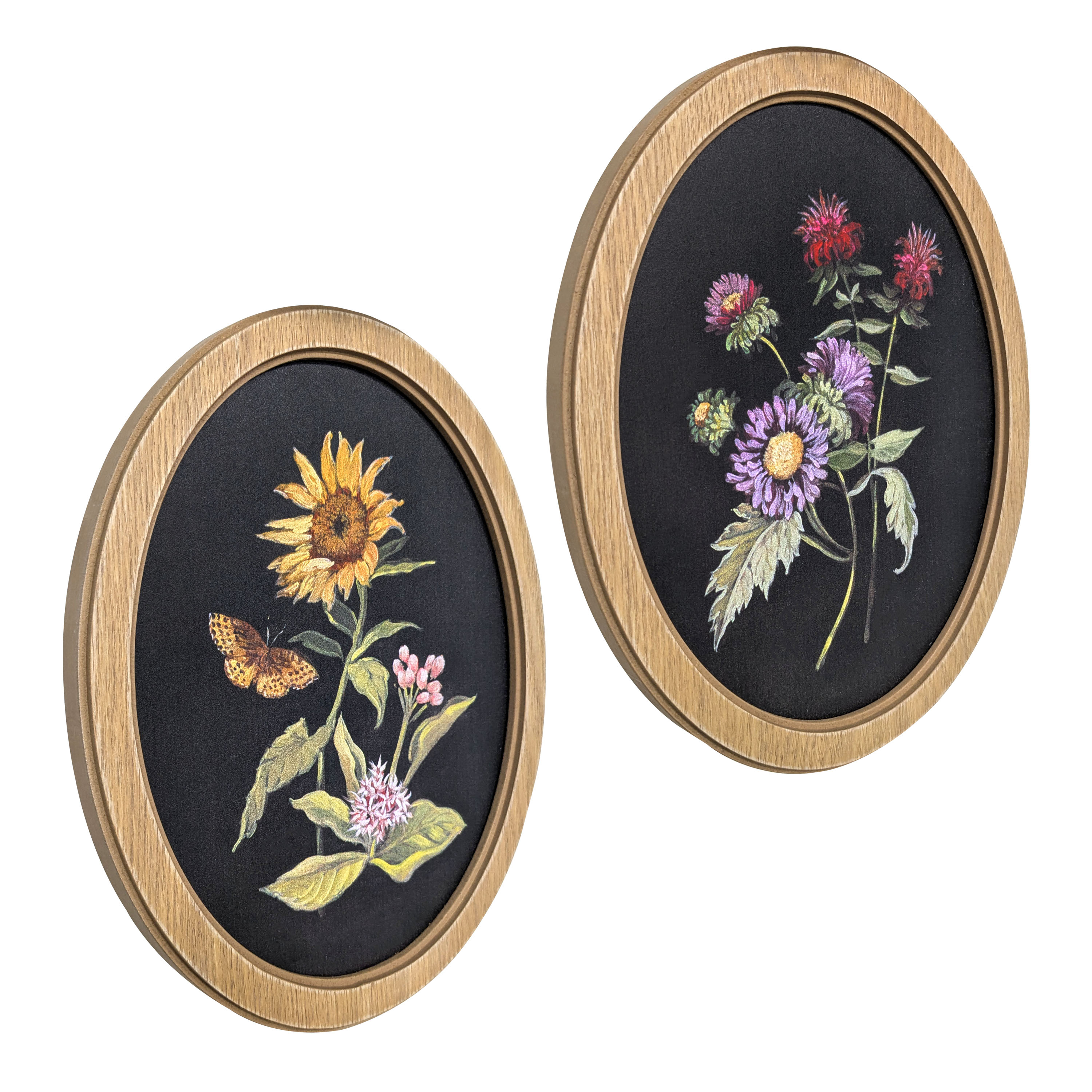 Bradley & Ballard Moody Botanical Oval Framed Wall Art Set, 8x10 Inch, 2 Pieces for Living Room, Bedroom, Dining Room and Office