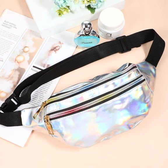 Milisten Waist Pack Large Capacity Zipper Closure Holographic Fanny Pack for Women Girls 1Pcs 31x15Cm