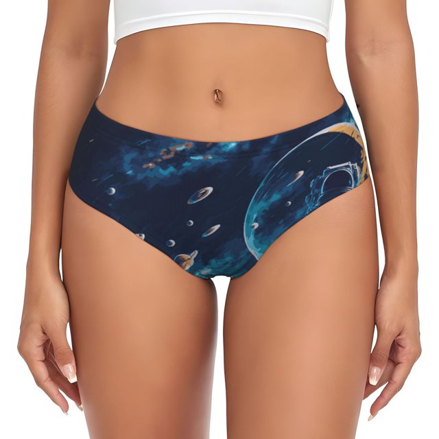 Balery Astronaut In A Space Suit On The Planet Ropa Interior de Algodón para Mujer con Dibujo – Braguitas Cómodas y Elásticas, Estilo Clásico-X-Large