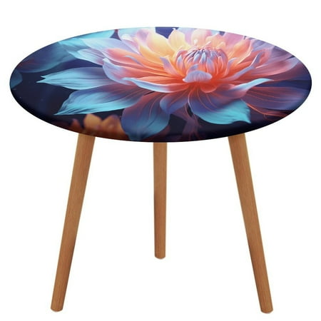 

Flower (30) Pattern Round Tablecloth Waterproof Elastic Table Clothes for Dining Table Cute Desk Decor Protector Cover