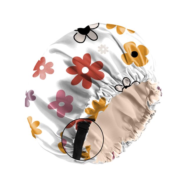 Zewurtuw Capó de Satén Gorro de Seda para Dormir Reutilizable Doble Capa Elástico Ajustable Gorros para el Cabello Lindo Estético Mujeres Niñas-Flor Floral