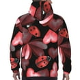 thumbnail image 7 of Sikiie Ladybugs and Red Hearts Men's Hoodie, Essentials Hoodie, Sweatshirt, Pullover Hooded Sweatshirt for Men-Small, 7 of 7
