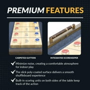 Hathaway Cheyenne 12 Ft Shuffleboard Table for Family Arcade Game Room - With Poly-Coated Playfield, Built-In Scorer & Cabinet, Climate Adjusters, Leg Levelers, 8 Pucks, Brush & Wax – Rustic Oak