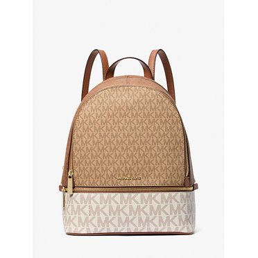 Michael Kors  Rhea Medium Color-Block Signature Logo Backpack- Camel Multi