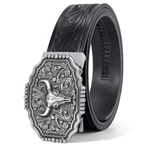 SUOSDEY Western Cowboy Leather Belt, Brown