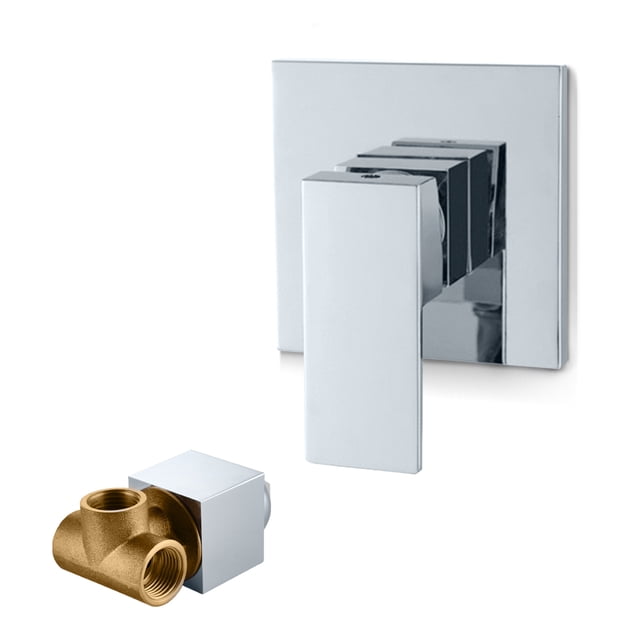 Aoresac Single-Function Shower Handle Valve Wall Mount Copper Faucet Shower Rough-In Valve Square Single Handle Tub Shower Mixer Fixtures for Bathrooms