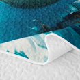 thumbnail image 5 of Manfei Marine Shark Bed Spread Queen, Ocean Horror Animal Queen Coverlet Set, Teal Blue, 3-Piece, 1 Quilt and 2 Pillowcases, 5 of 7