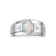 thumbnail image 1 of RYLOS Men's Rings Sterling Silver Classic 7X5MM Oval Gemstone & Diamond Ring Opal October Birthstone Rings For Men, Men's Rings, Silver Rings, Size 8, 1 of 7