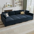 thumbnail image 4 of HONBAY Velvet Oversized Sleeper Sofa Bed with Storage and Reversible Chaises for Living Room and Apartment, Navy Blue, 4 of 7