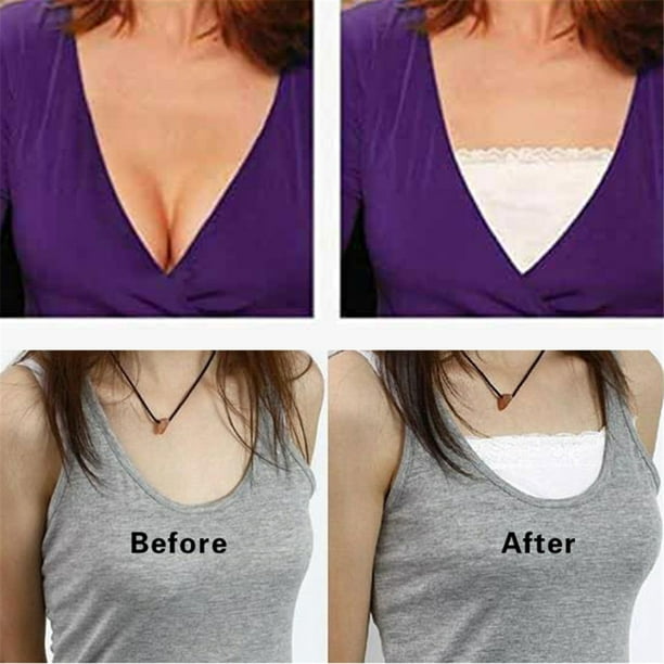 Women Soft Lace Bra Insert Cleavage Cover Up Clip On Mock Camisole Clothes  DIY