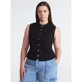 thumbnail image 2 of Scoop Women's and Women’s Plus Mockneck Sweater Vest with Gold Tone Buttons, Midweight, Sizes XS-4X, 2 of 6