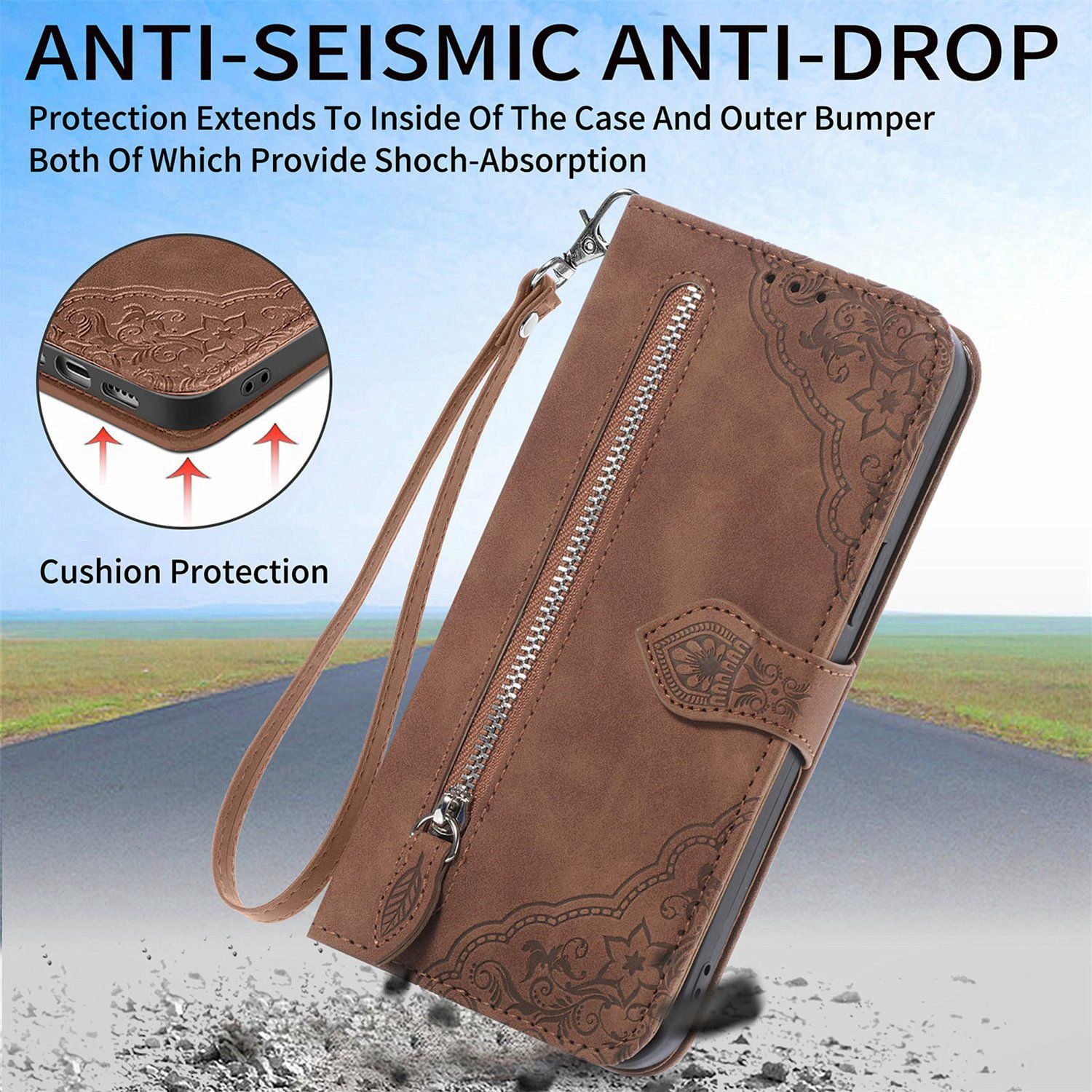 ETFAST Wallet Multi Card Slot Flip Zipper Leather Case For OPPO Reno 11Pro 11F Reno 10 Pro Plus Reno 9 Pro Plus 8Pro 8Lite 8T Reno 7 Pro 6 Pro Plus Reno 5 5A 5F 5Lite 5Z Phone case