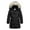 Black, variant on KVE Girl's Winter Thicken Puffer Long Coat Warm Jacket with Fur Removable Hood Grey 8