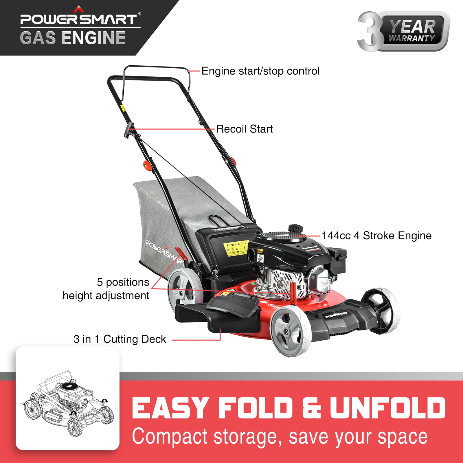 Walk Behind Gas Lawn Mowers, BTMWAY 144CC 21 3in1 Nepal Ubuy